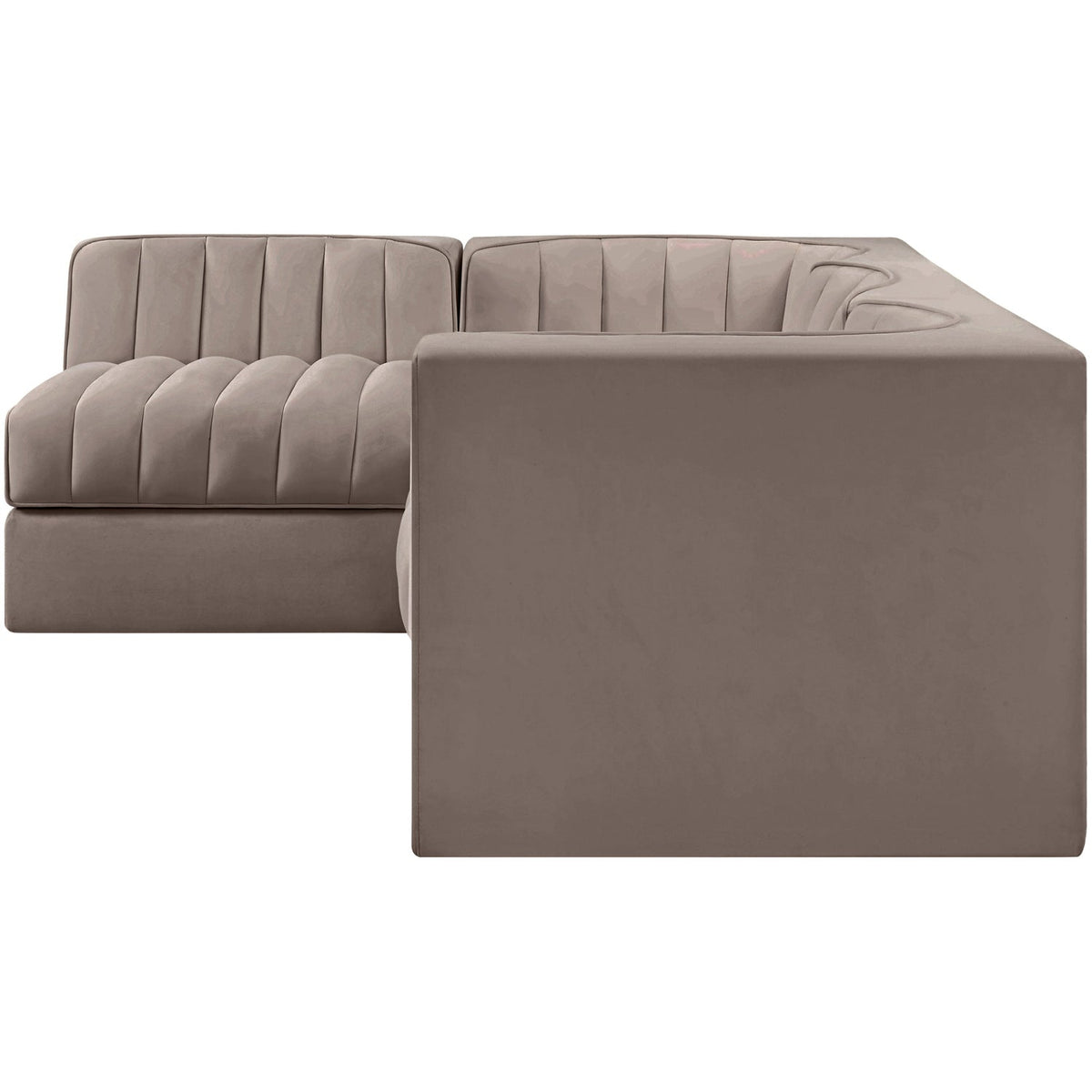 Rummi Taupe Velvet Performance Fabric Upholstered 4 Piece Modular Sectional Sofa