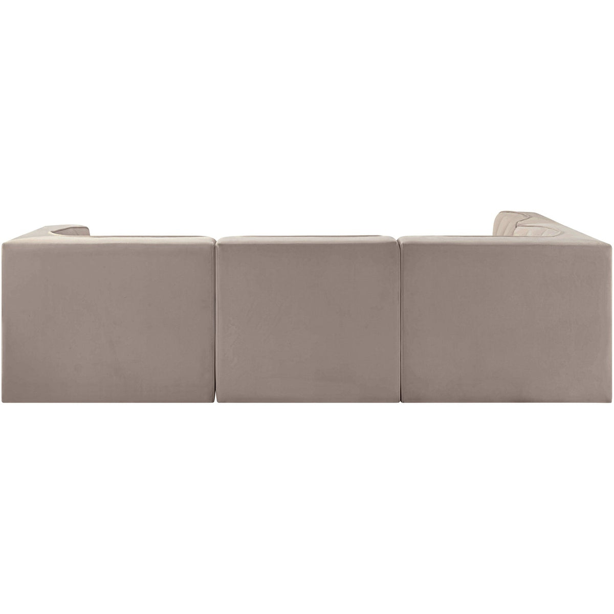 Rummi Taupe Velvet Performance Fabric Upholstered 4 Piece Modular Sectional Sofa