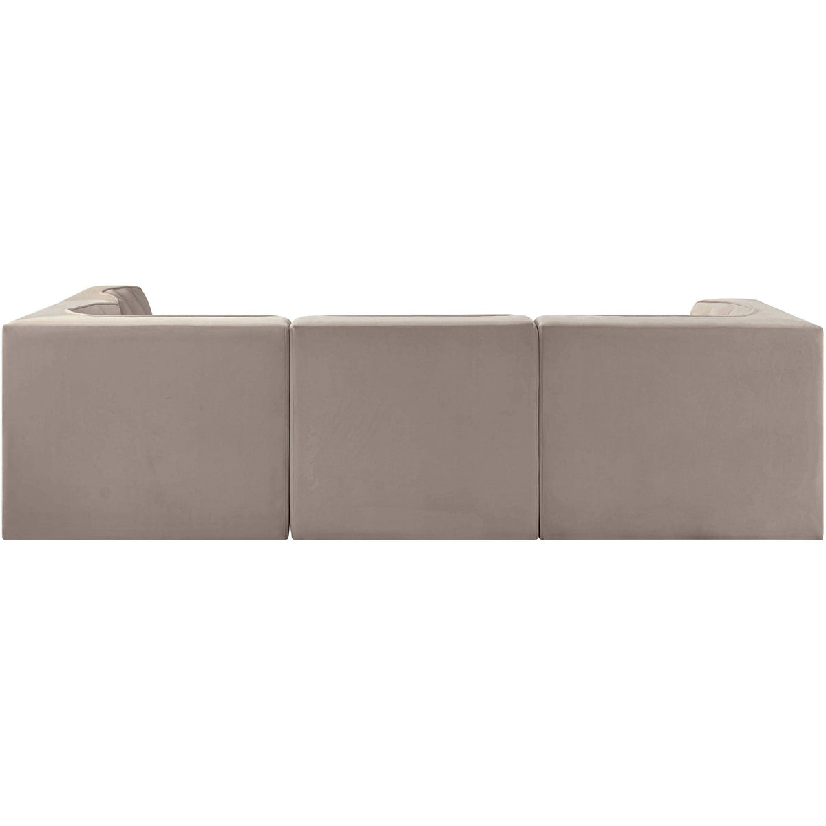 Rummi Taupe Velvet Performance Fabric Upholstered 4 Piece Modular Sectional Sofa