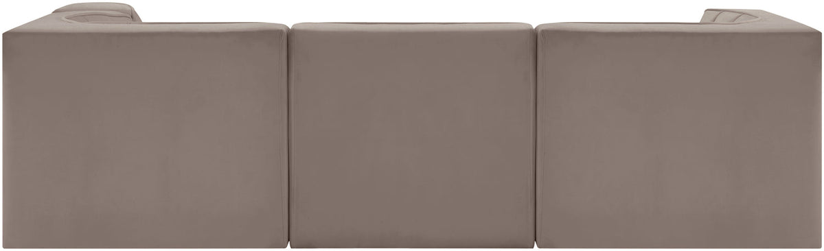 Rummi Taupe Velvet Performance Fabric Upholstered 4 Piece Modular Sectional Sofa
