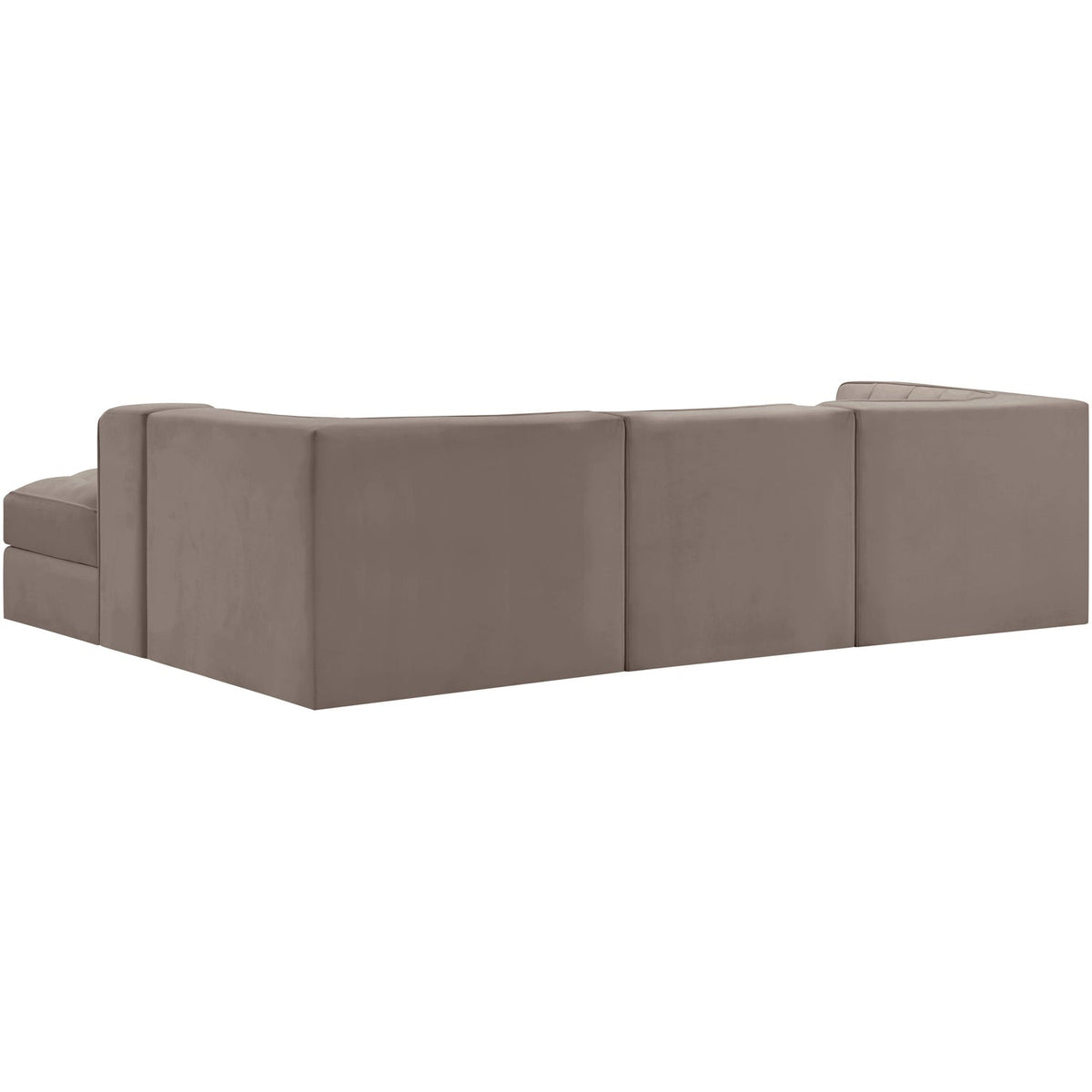Rummi Taupe Velvet Performance Fabric Upholstered 4 Piece Modular Sectional Sofa