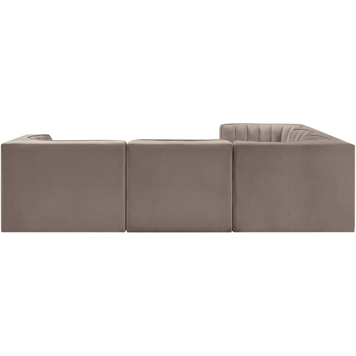 Rummi Taupe Velvet Performance Fabric Upholstered 5 Piece Modular Sectional Sofa