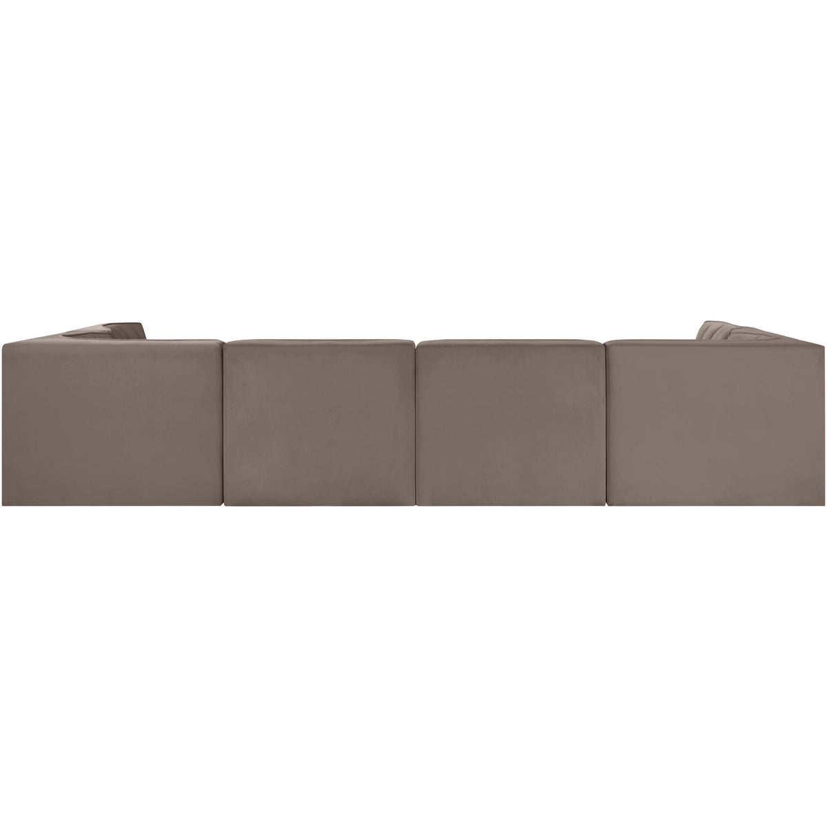 Rummi Taupe Velvet Performance Fabric Upholstered 6 Piece Modular Sectional Sofa