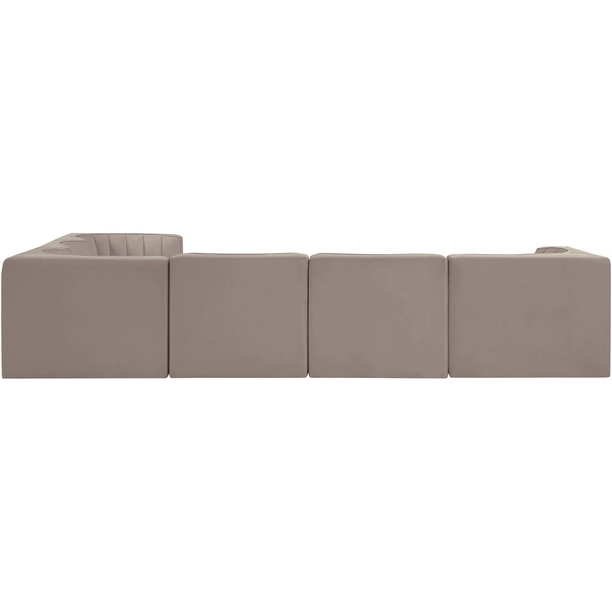 Rummi Taupe Velvet Performance Fabric Upholstered 6 Piece Modular Sectional Sofa