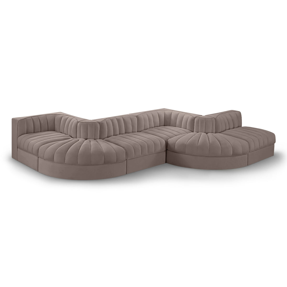 Rummi Taupe Velvet Performance Fabric Upholstered 6pc. Modular Sectional in taupe velvet, primary product view