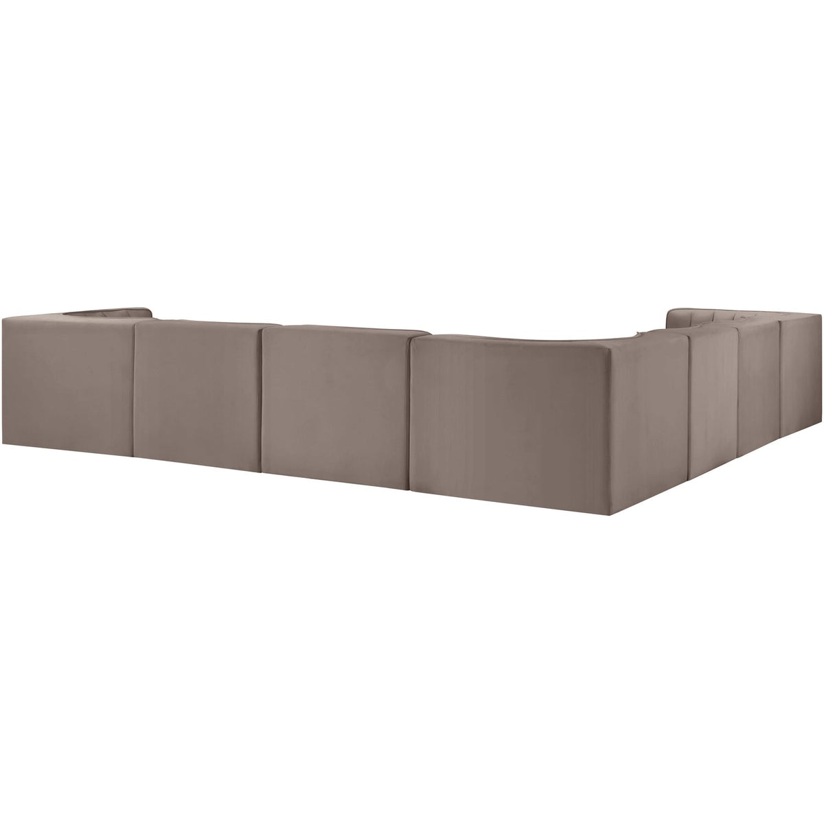 Rummi Taupe Velvet Performance Fabric Upholstered 7 Piece Modular Sectional Sofa