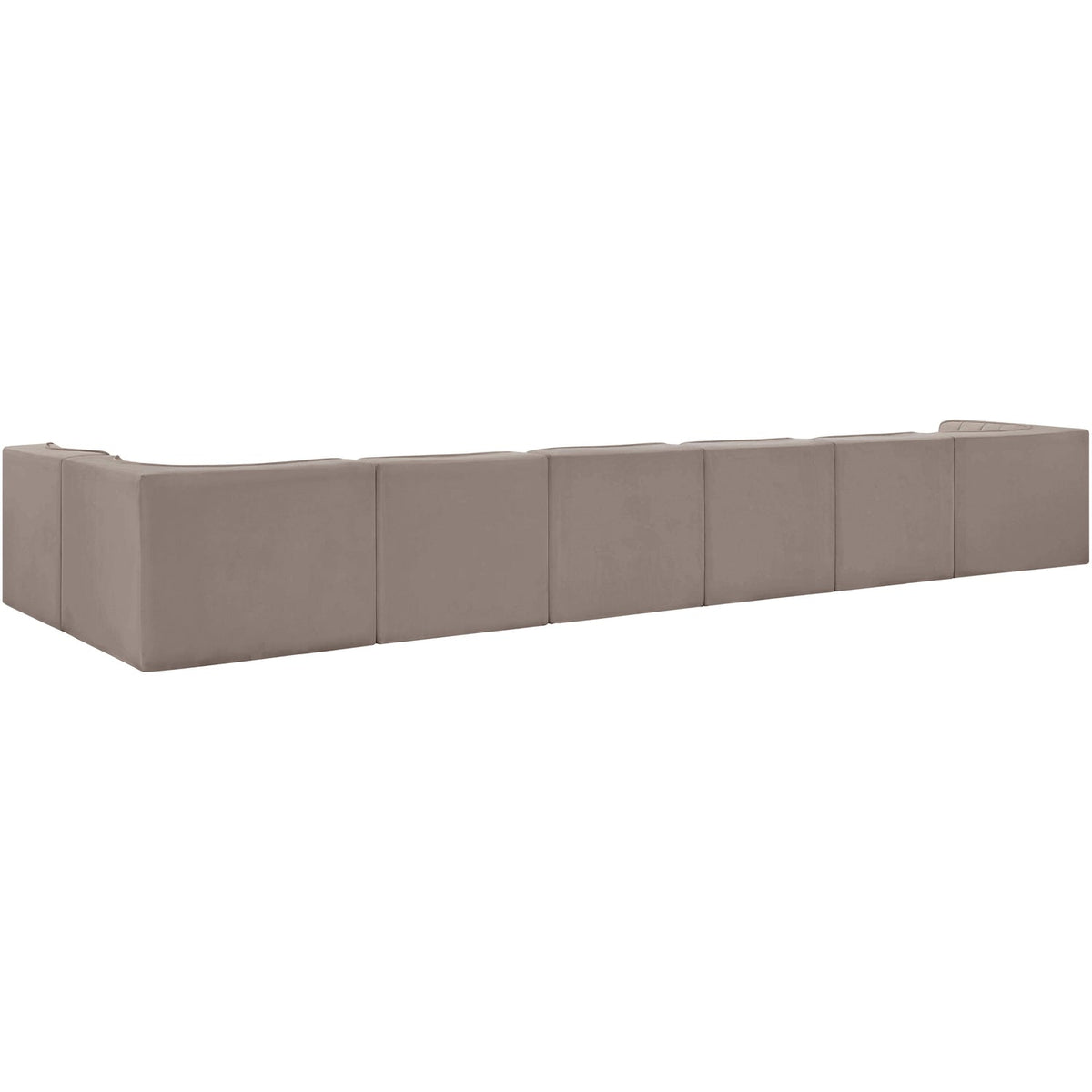 Rummi Taupe Velvet Performance Fabric Upholstered 7 Piece Modular Sectional Sofa