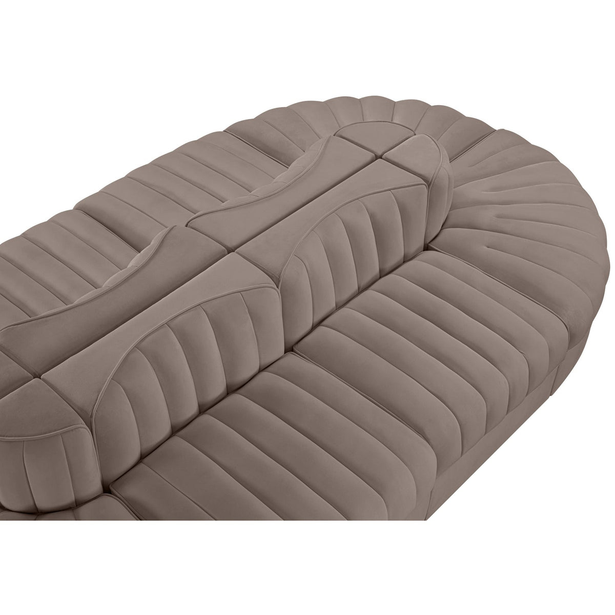 Rummi Taupe Velvet Performance Fabric Upholstered 8 Piece Modular Sectional Sofa