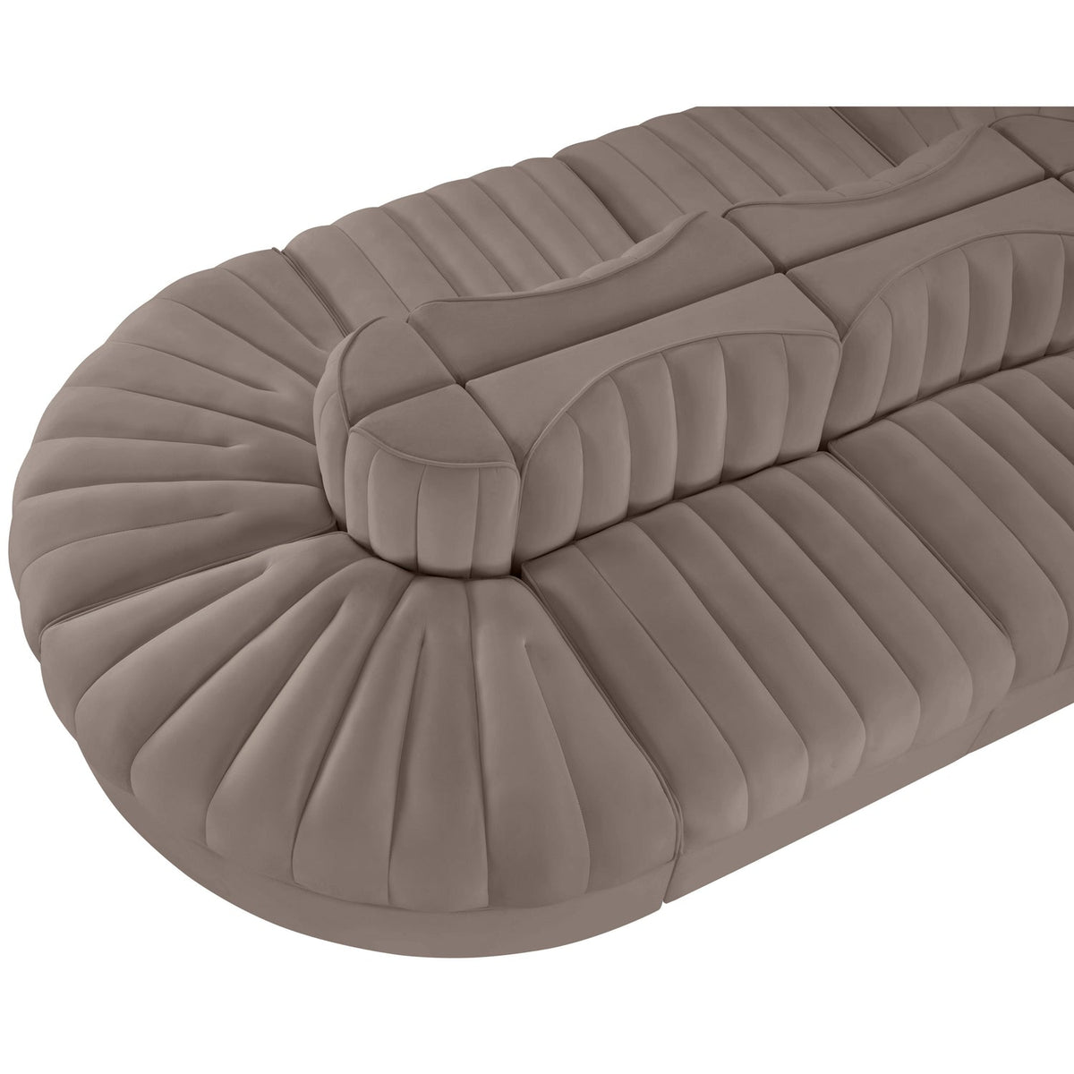Rummi Taupe Velvet Performance Fabric Upholstered 8 Piece Modular Sectional Sofa