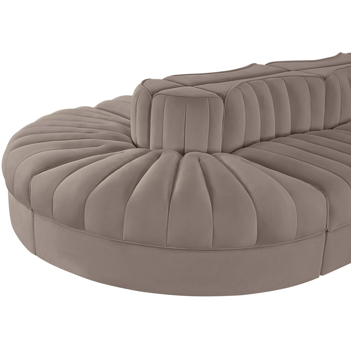 Rummi Taupe Velvet Performance Fabric Upholstered 8 Piece Modular Sectional Sofa
