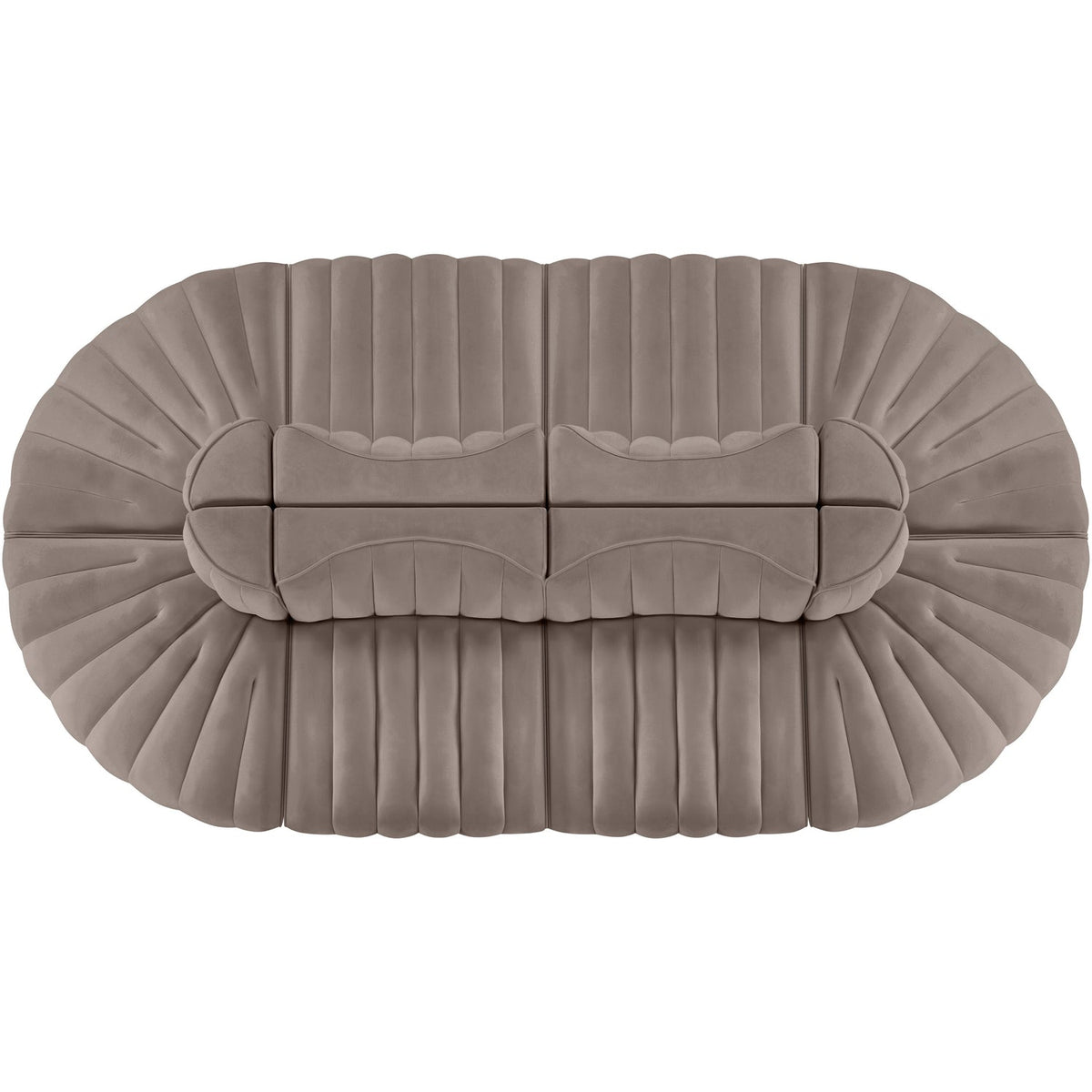 Rummi Taupe Velvet Performance Fabric Upholstered 8 Piece Modular Sectional Sofa