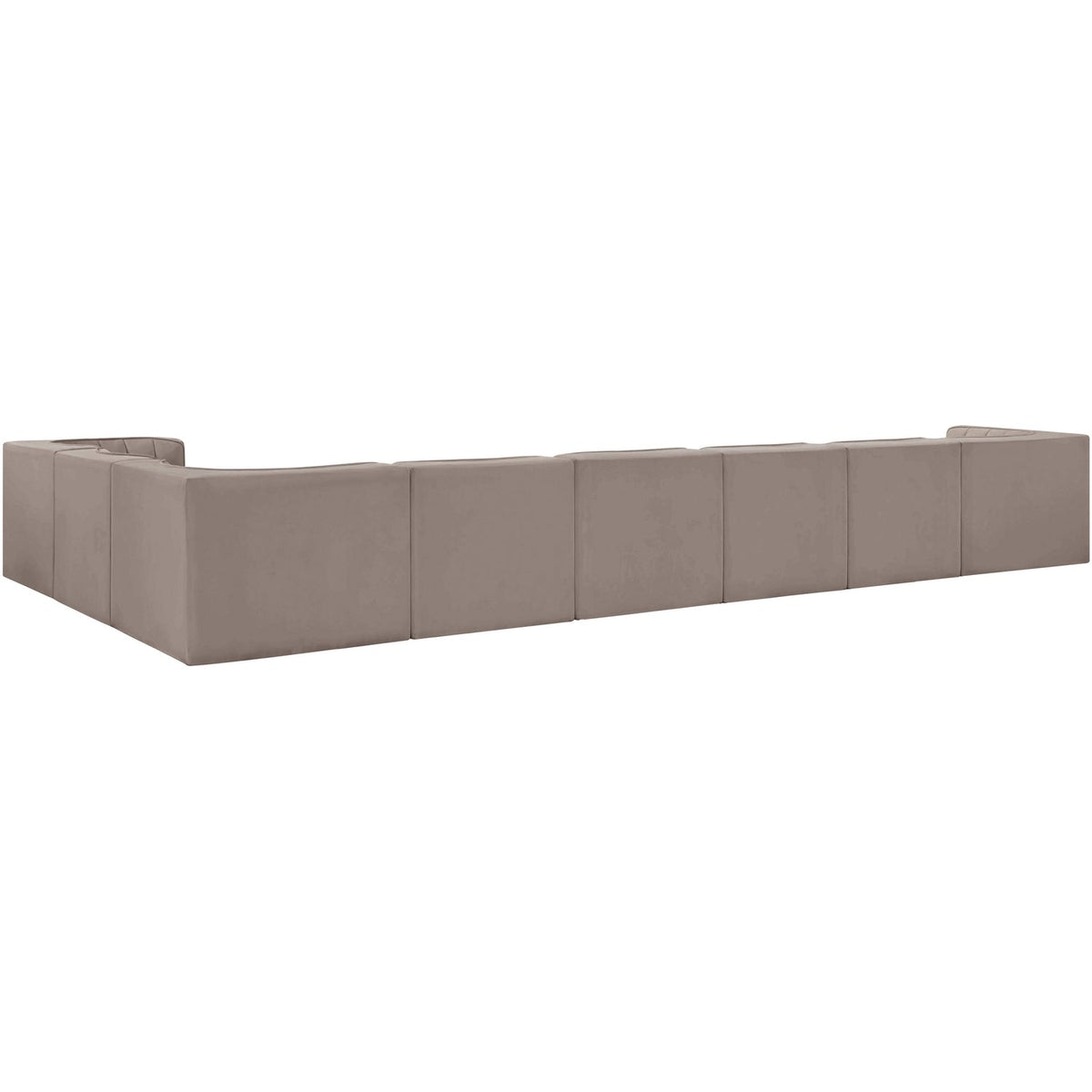 Rummi Taupe Velvet Performance Fabric Upholstered 8 Piece Modular Sectional Sofa