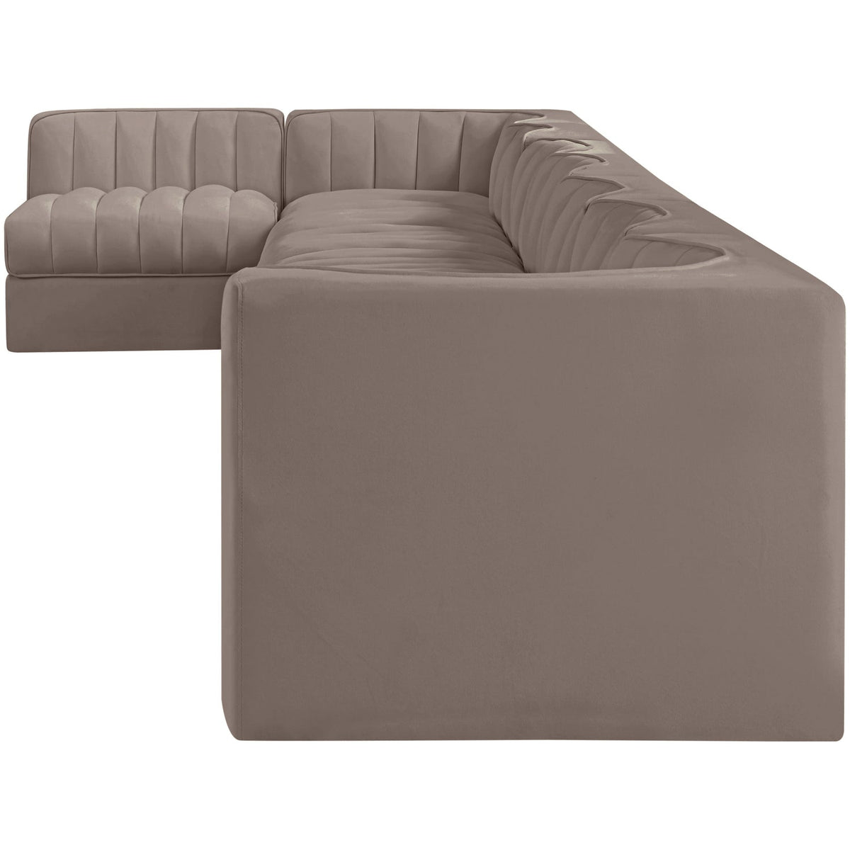 Rummi Taupe Velvet Performance Fabric Upholstered 8 Piece Modular Sectional Sofa