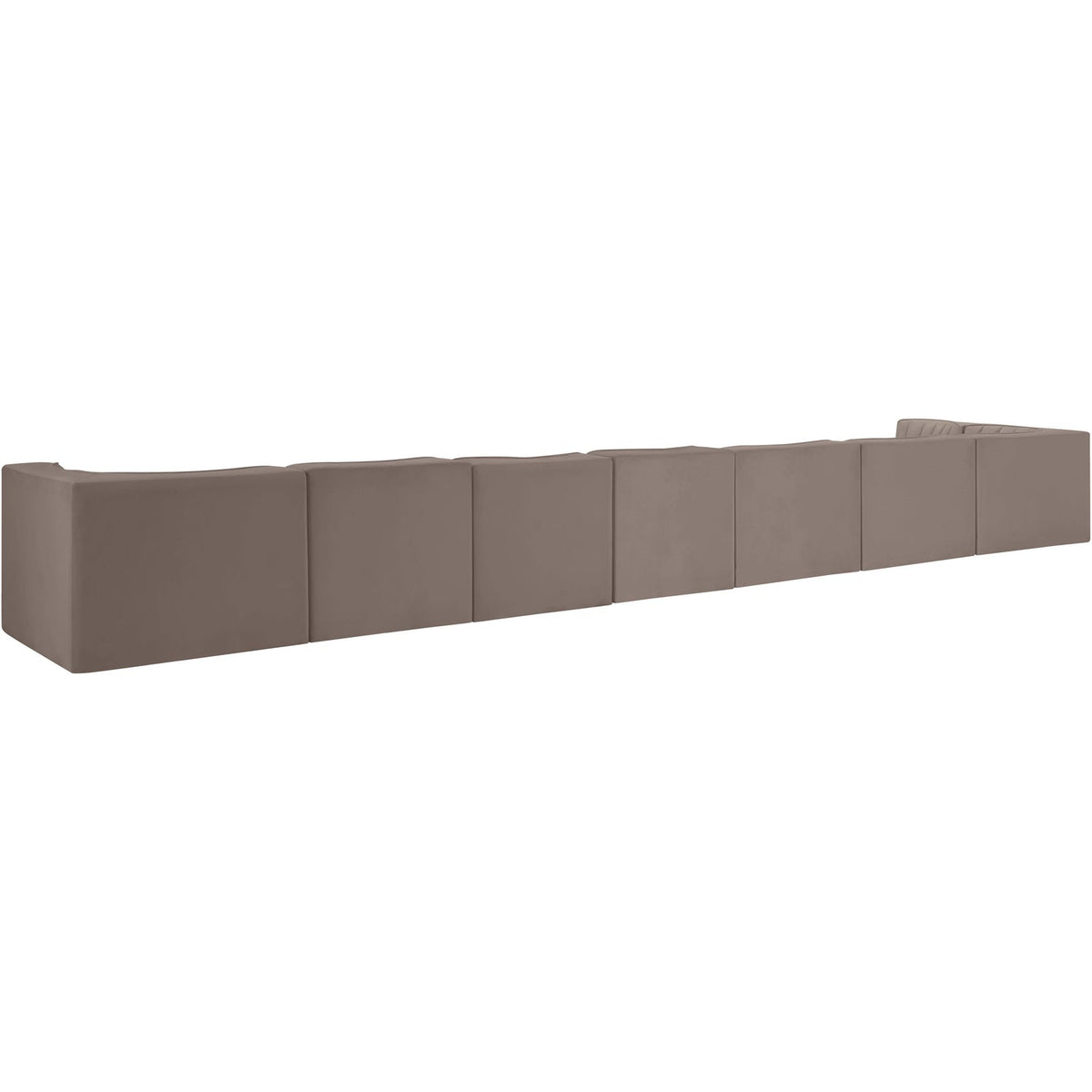 Rummi Taupe Velvet Performance Fabric Upholstered 8 Piece Modular Sectional Sofa