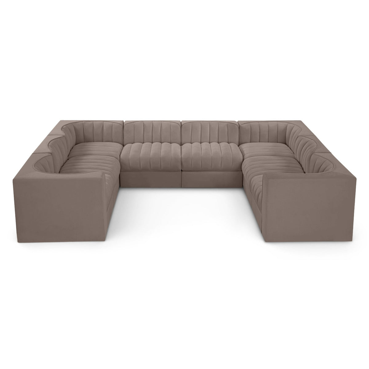 Rummi Taupe Velvet Performance Fabric Upholstered Modular Sectional in taupe performance velvet, primary product view