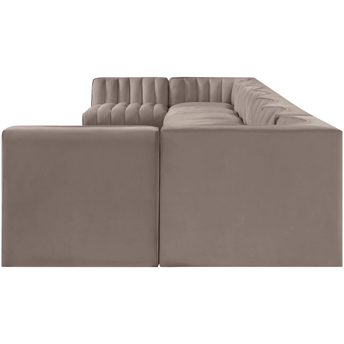 Rummi Taupe Velvet Performance Fabric Upholstered 9 Piece Modular Sectional Sofa