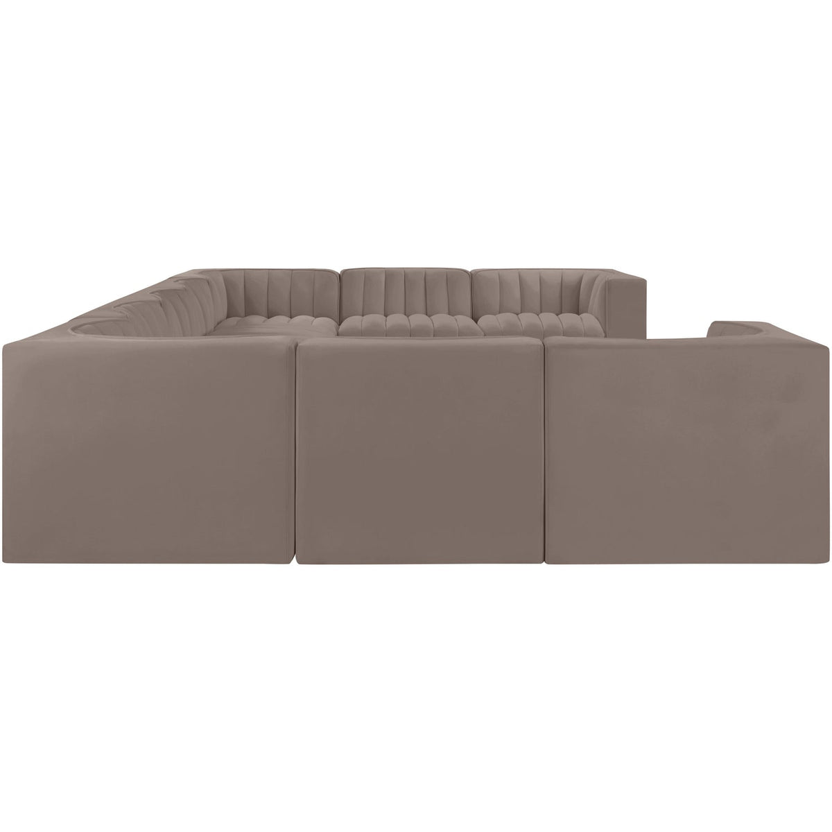 Rummi Taupe Velvet Performance Fabric Upholstered 9 Piece Modular Sectional Sofa