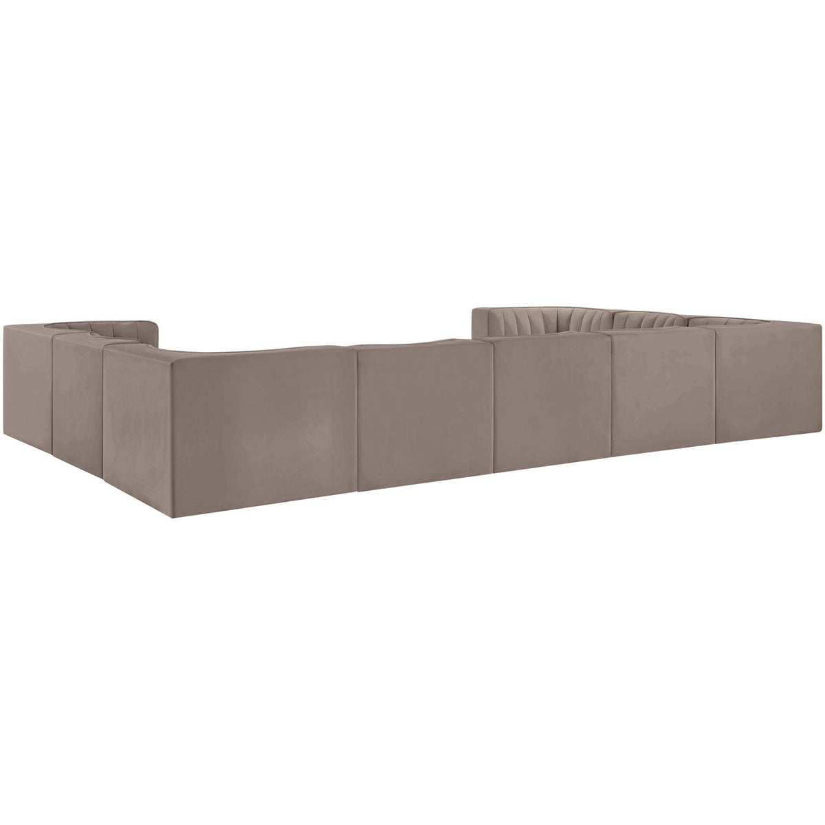 Rummi Taupe Velvet Performance Fabric Upholstered 9 Piece Modular Sectional Sofa