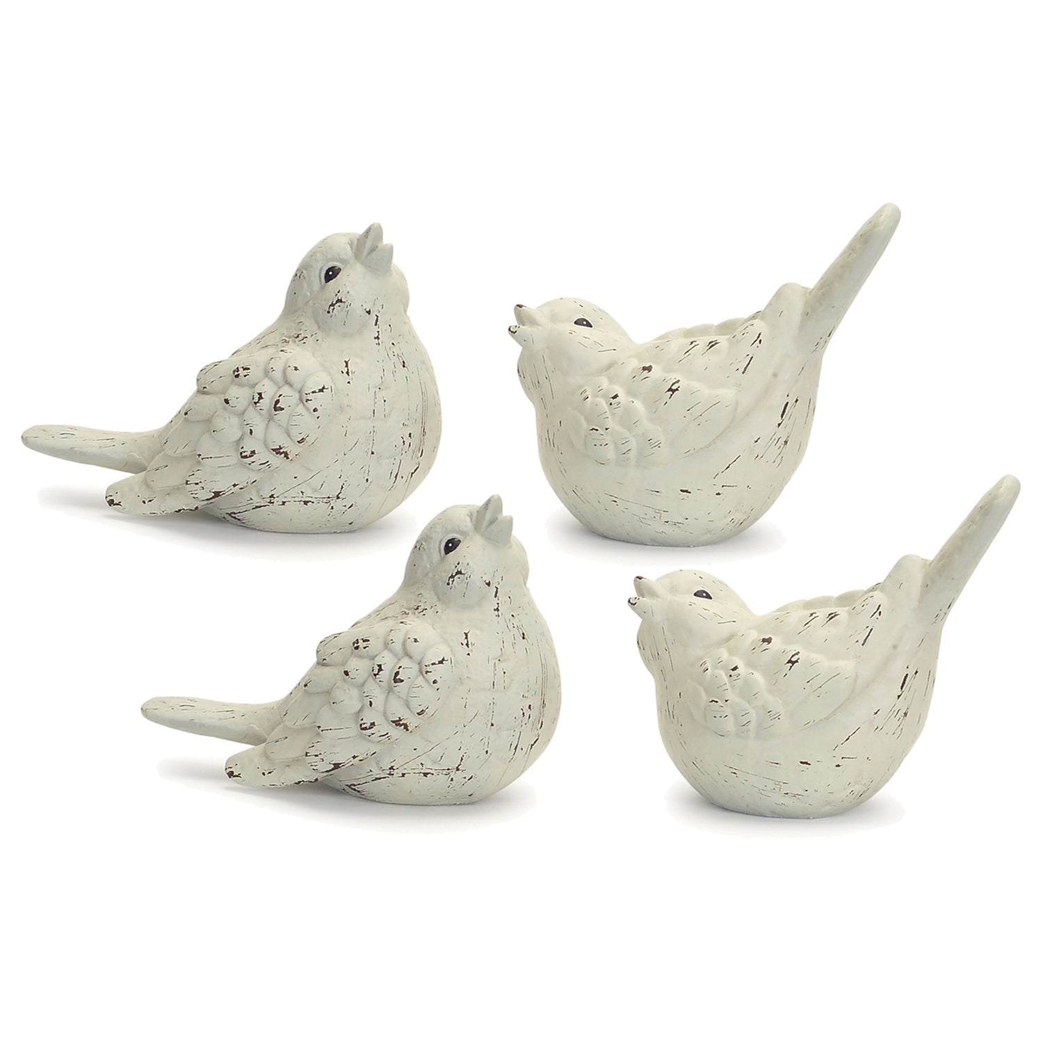 Ivory Terra Cotta Bird Figurine Set of 4