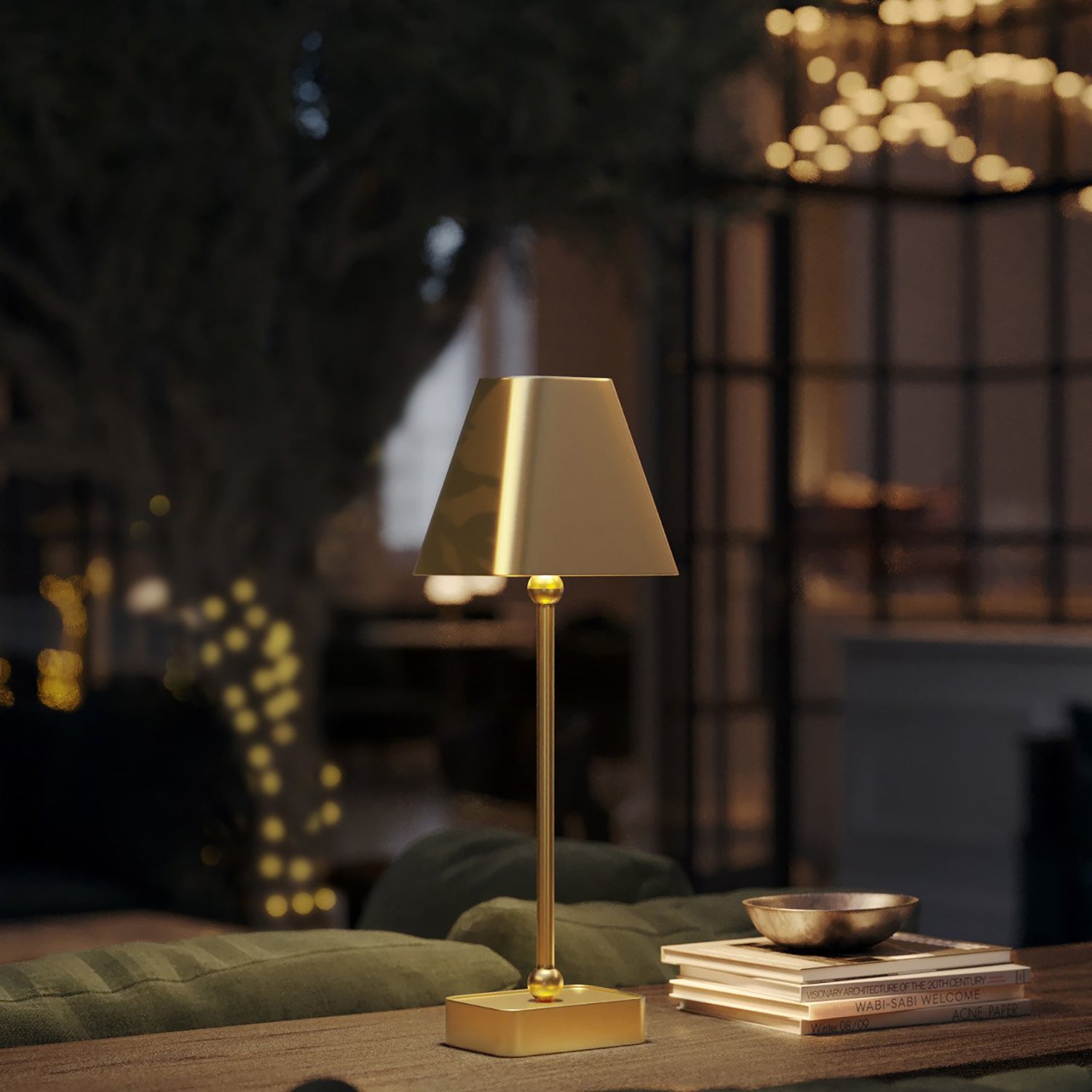 Currey & Co Gadabout Brass Cordless Table Lamp