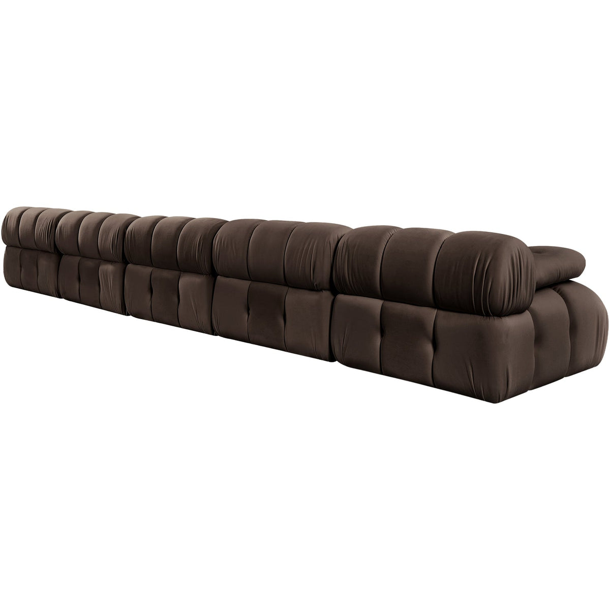 Orin Brown Velvet Performance Fabric Upholstered 5 Piece Modular Sofa