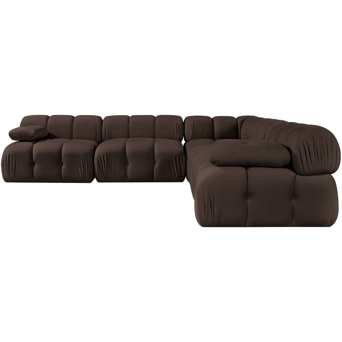 Orin Brown Velvet Performance Fabric Upholstered 5 Piece Modular Sectional Sofa