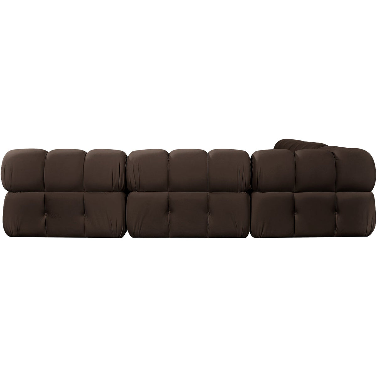 Orin Brown Velvet Performance Fabric Upholstered 5 Piece Modular Sectional Sofa