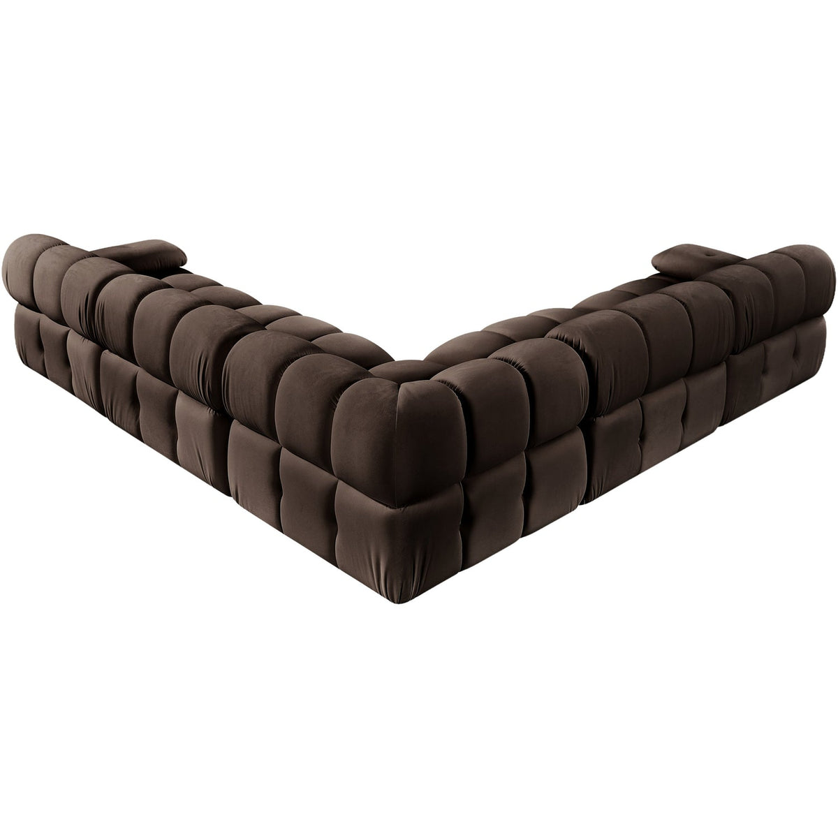 Orin Brown Velvet Performance Fabric Upholstered 5 Piece Modular Sectional Sofa