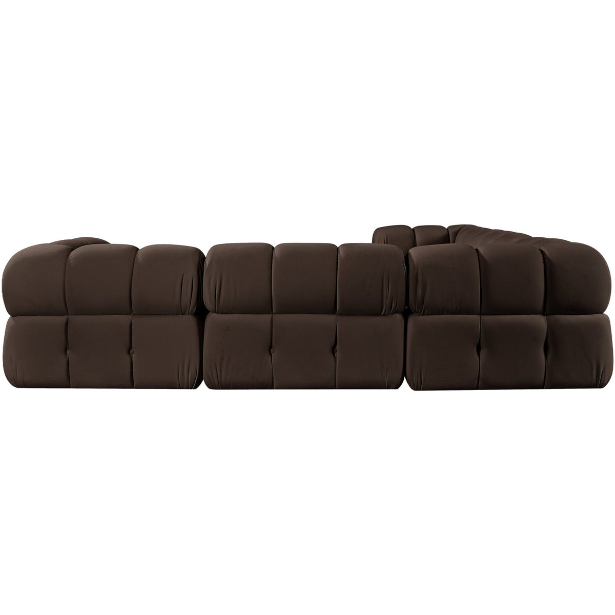 Orin Brown Velvet Performance Fabric Upholstered 5 Piece Modular Sectional Sofa