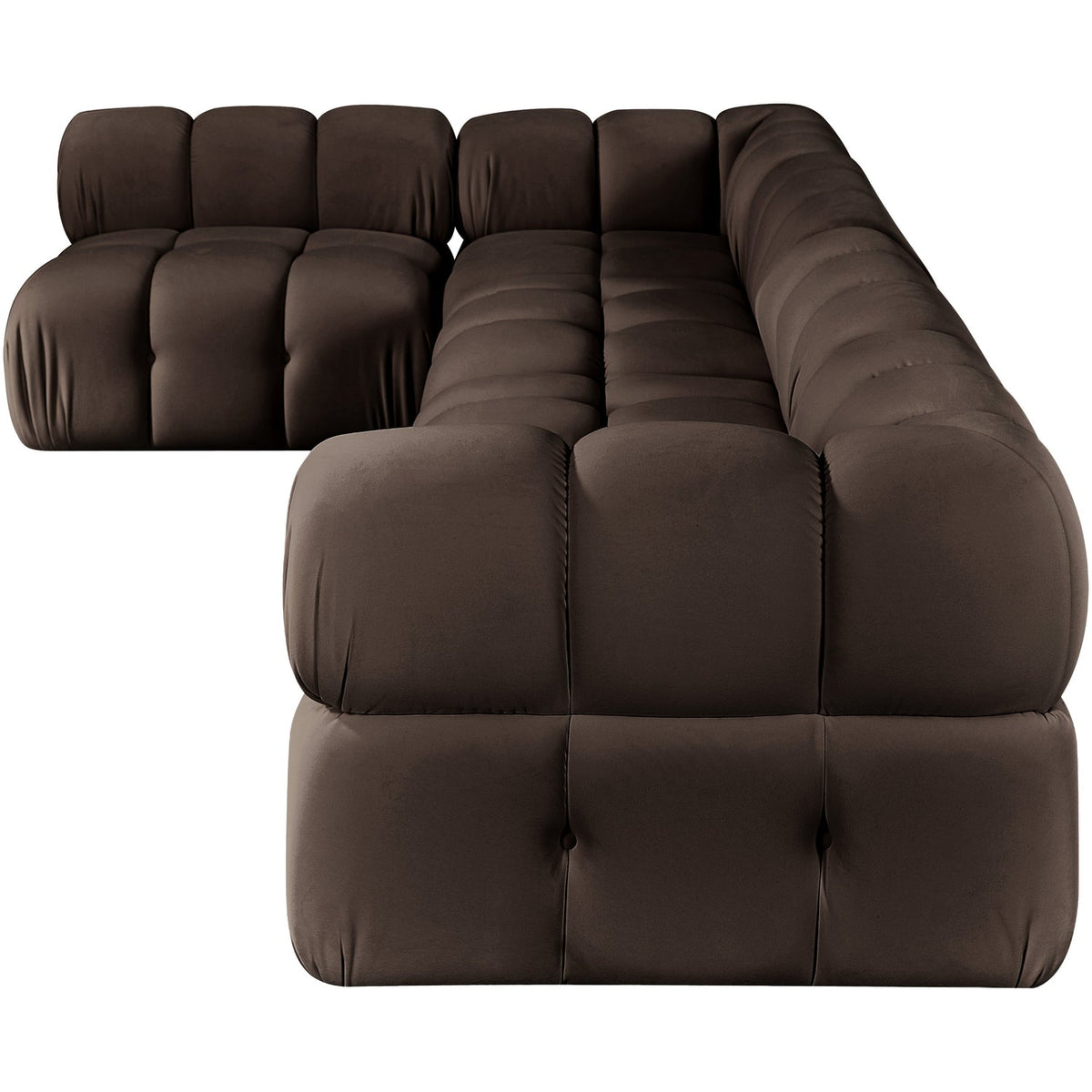 Orin Brown Velvet Performance Fabric Upholstered 5 Piece Modular Sectional Sofa
