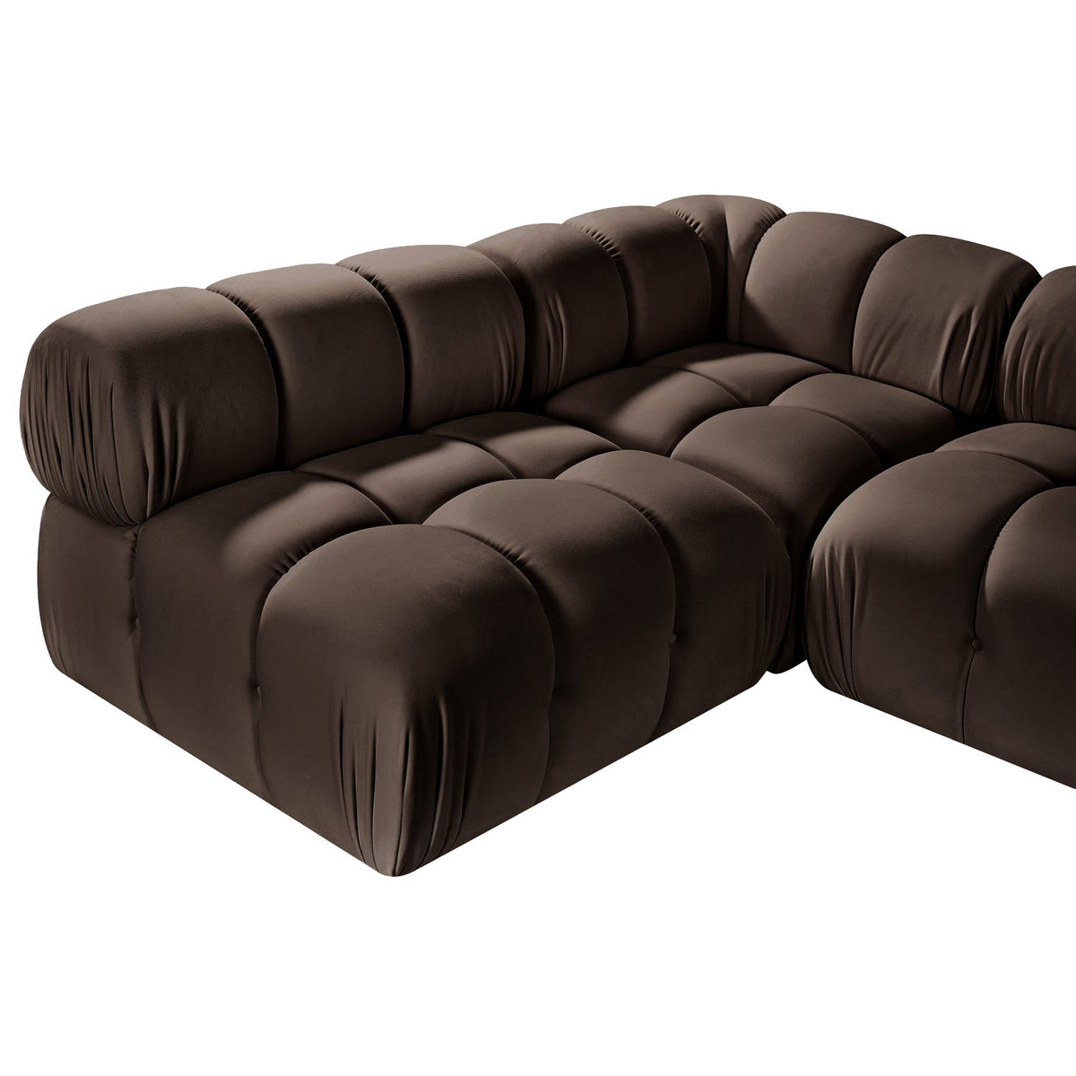 Orin Brown Velvet Performance Fabric Upholstered 5 Piece Modular Sectional Sofa