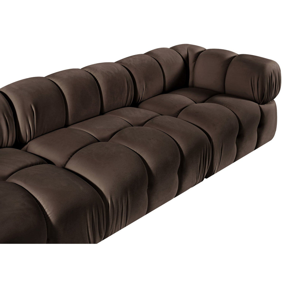 Orin Brown Velvet Performance Fabric Upholstered 5 Piece Modular Sectional Sofa