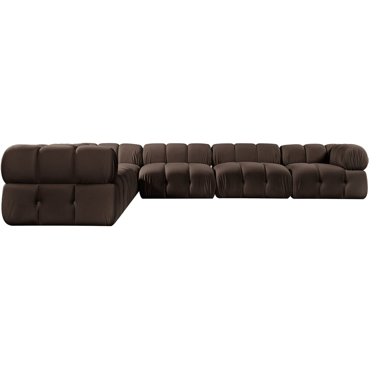 Orin Brown Velvet Performance Fabric Upholstered 6 Piece Modular Sectional Sofa