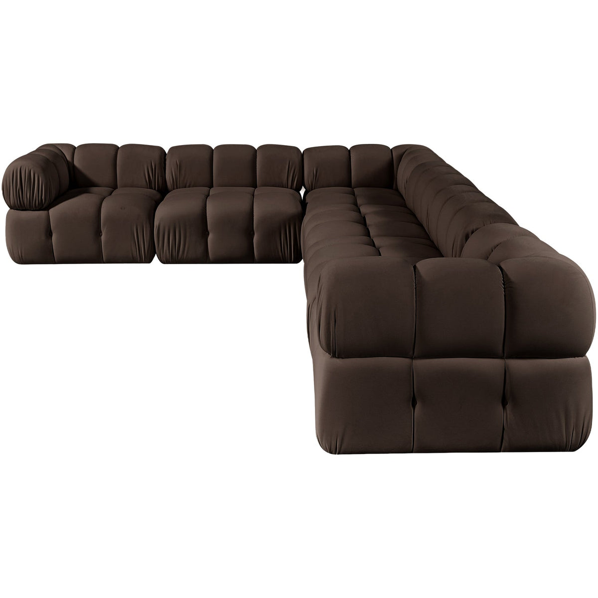 Orin Brown Velvet Performance Fabric Upholstered 6 Piece Modular Sectional Sofa