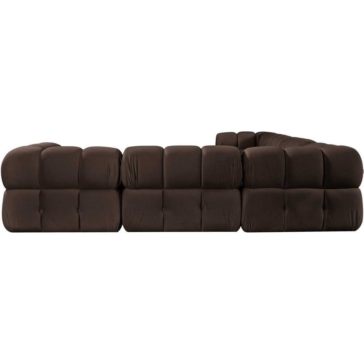 Orin Brown Velvet Performance Fabric Upholstered 6 Piece Modular Sectional Sofa