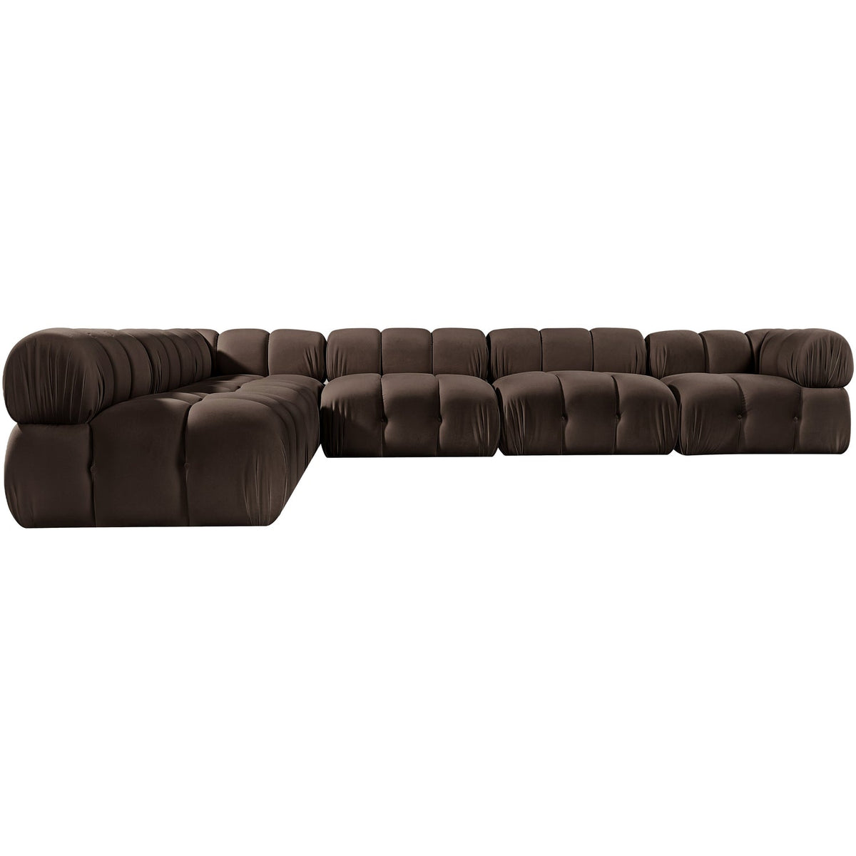 Orin Brown Velvet Performance Fabric Upholstered 6 Piece Modular Sectional Sofa