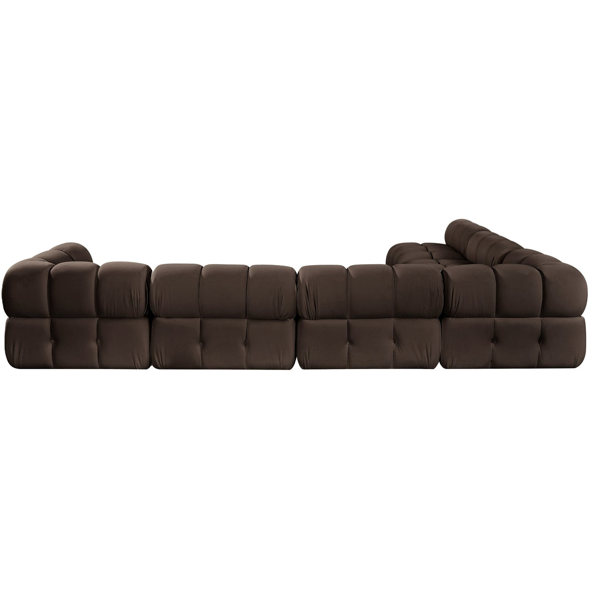 Orin Brown Velvet Performance Fabric Upholstered 6 Piece Modular Sectional Sofa