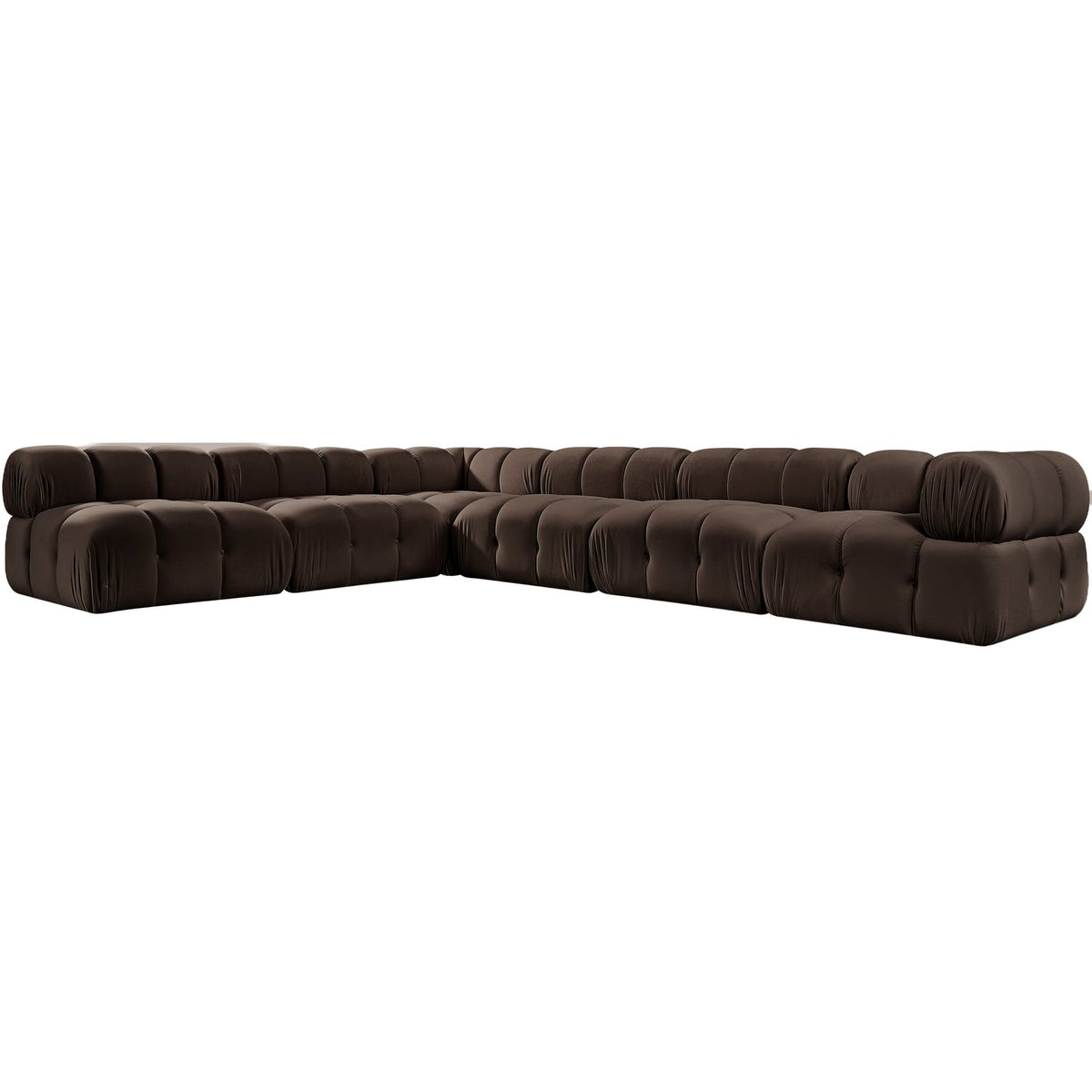 Orin Brown Velvet Performance Fabric Upholstered 6 Piece Modular Sectional Sofa