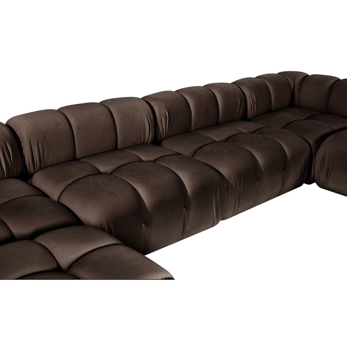 Orin Brown Velvet Performance Fabric Upholstered 6 Piece Modular Sectional Sofa