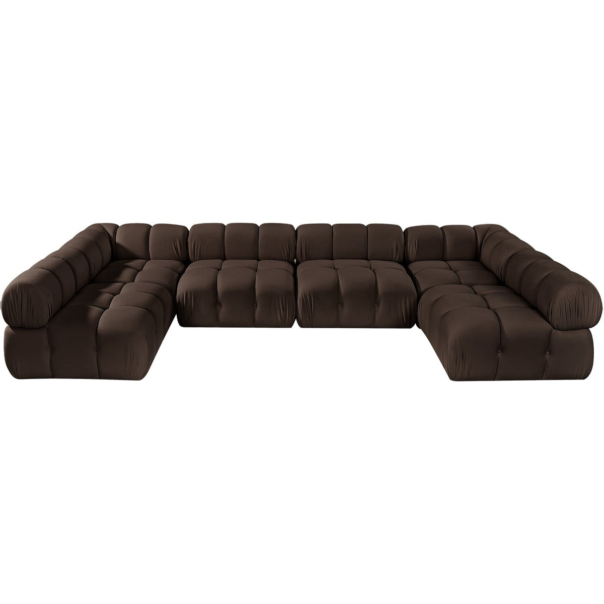 Orin Brown Velvet Performance Fabric Upholstered 6 Piece Modular Sectional Sofa