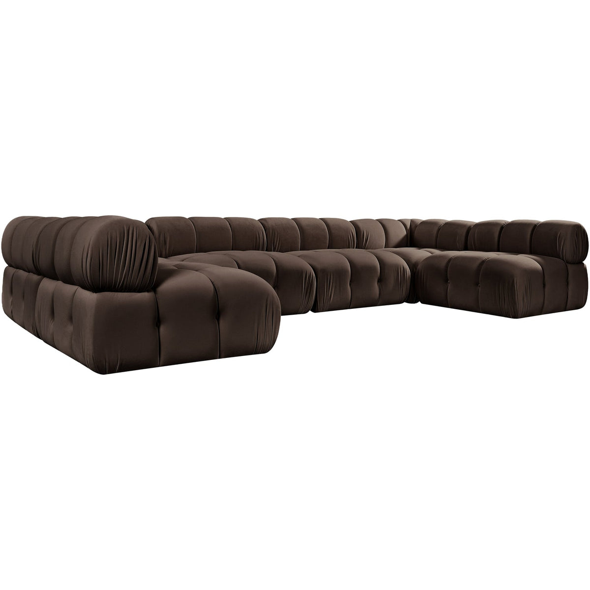 Orin Brown Velvet Performance Fabric Upholstered 6 Piece Modular Sectional Sofa