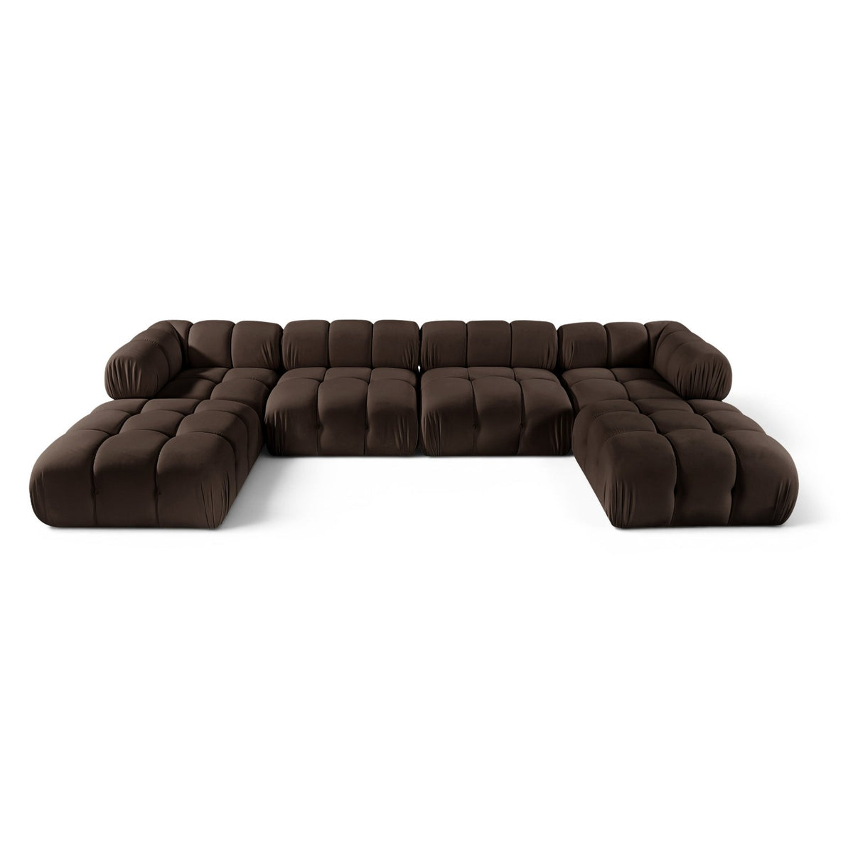 Orin Brown Velvet Performance Fabric Upholstered 6 pc. Modular Sectional, 148"W x 74"D x 28"H, primary product view