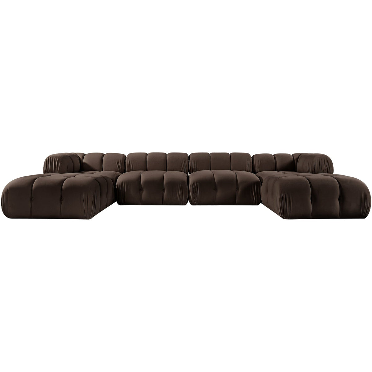 Orin Brown Velvet Performance Fabric Upholstered 6 Piece Modular Sectional Sofa
