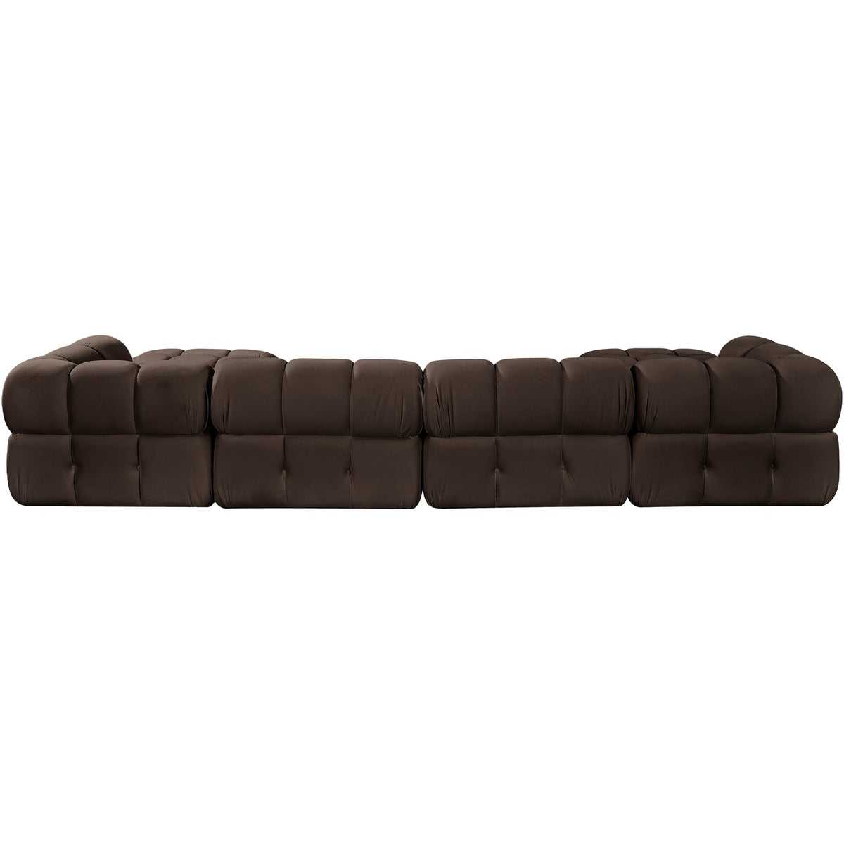 Orin Brown Velvet Performance Fabric Upholstered 6 Piece Modular Sectional Sofa