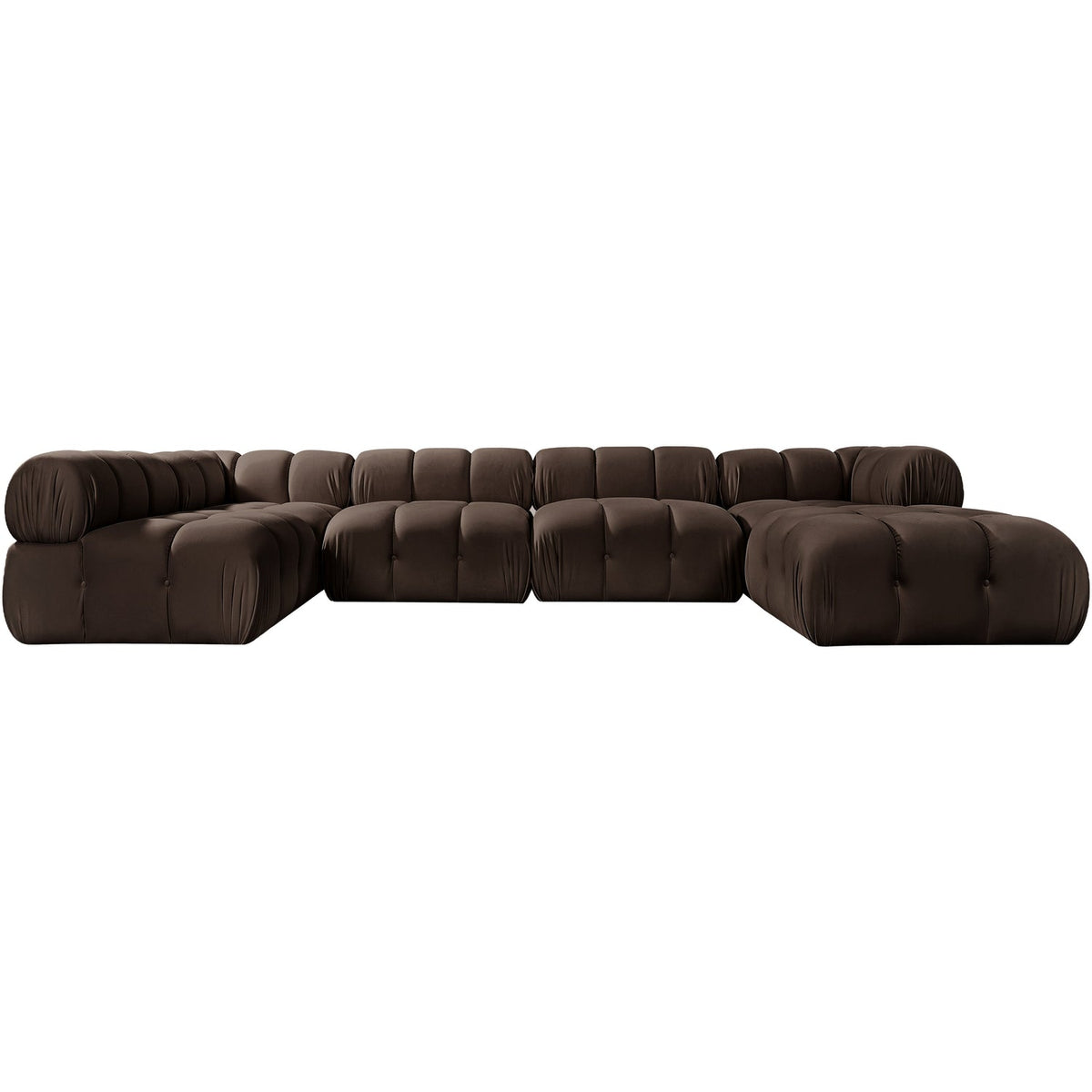 Orin Brown Velvet Performance Fabric Upholstered 6 Piece Modular Sectional Sofa