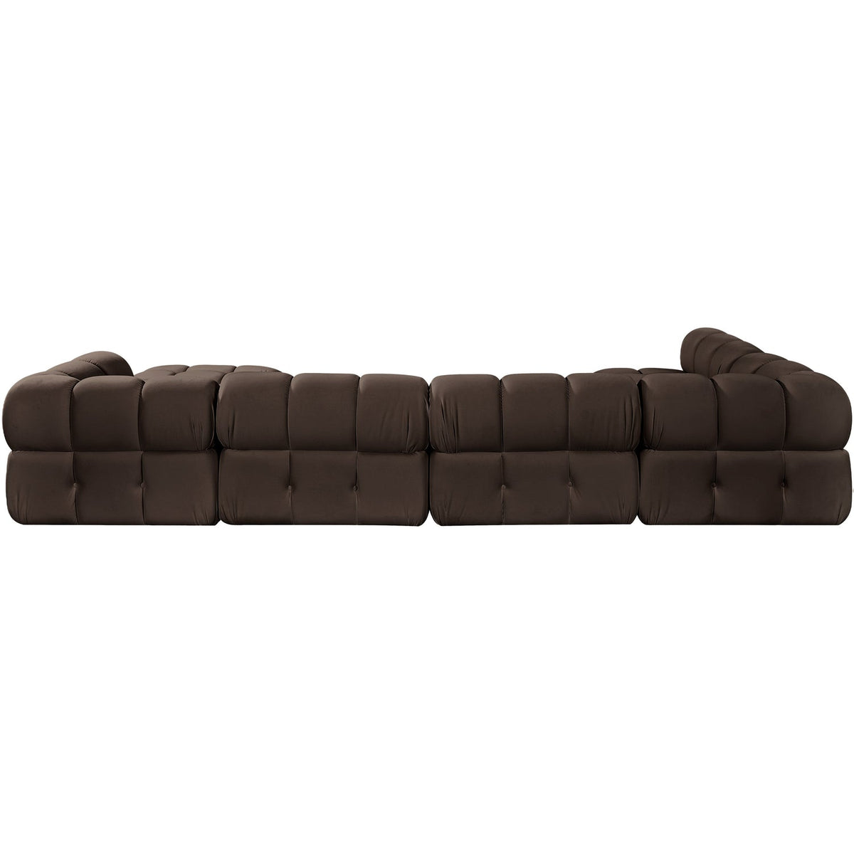 Orin Brown Velvet Performance Fabric Upholstered 6 Piece Modular Sectional Sofa