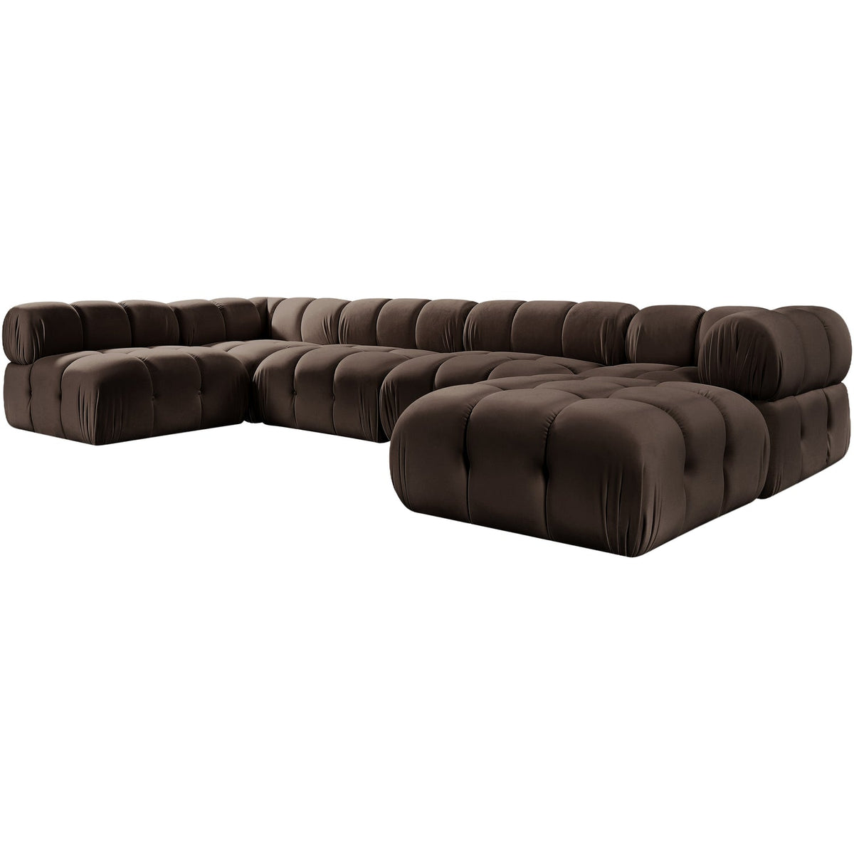 Orin Brown Velvet Performance Fabric Upholstered 6 Piece Modular Sectional Sofa