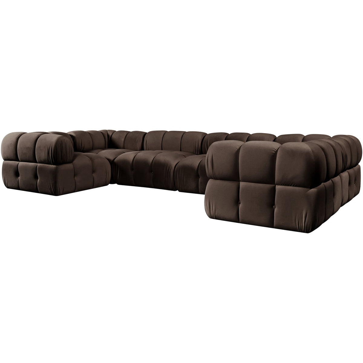 Orin Brown Velvet Performance Fabric Upholstered 6 Piece Modular Sectional Sofa