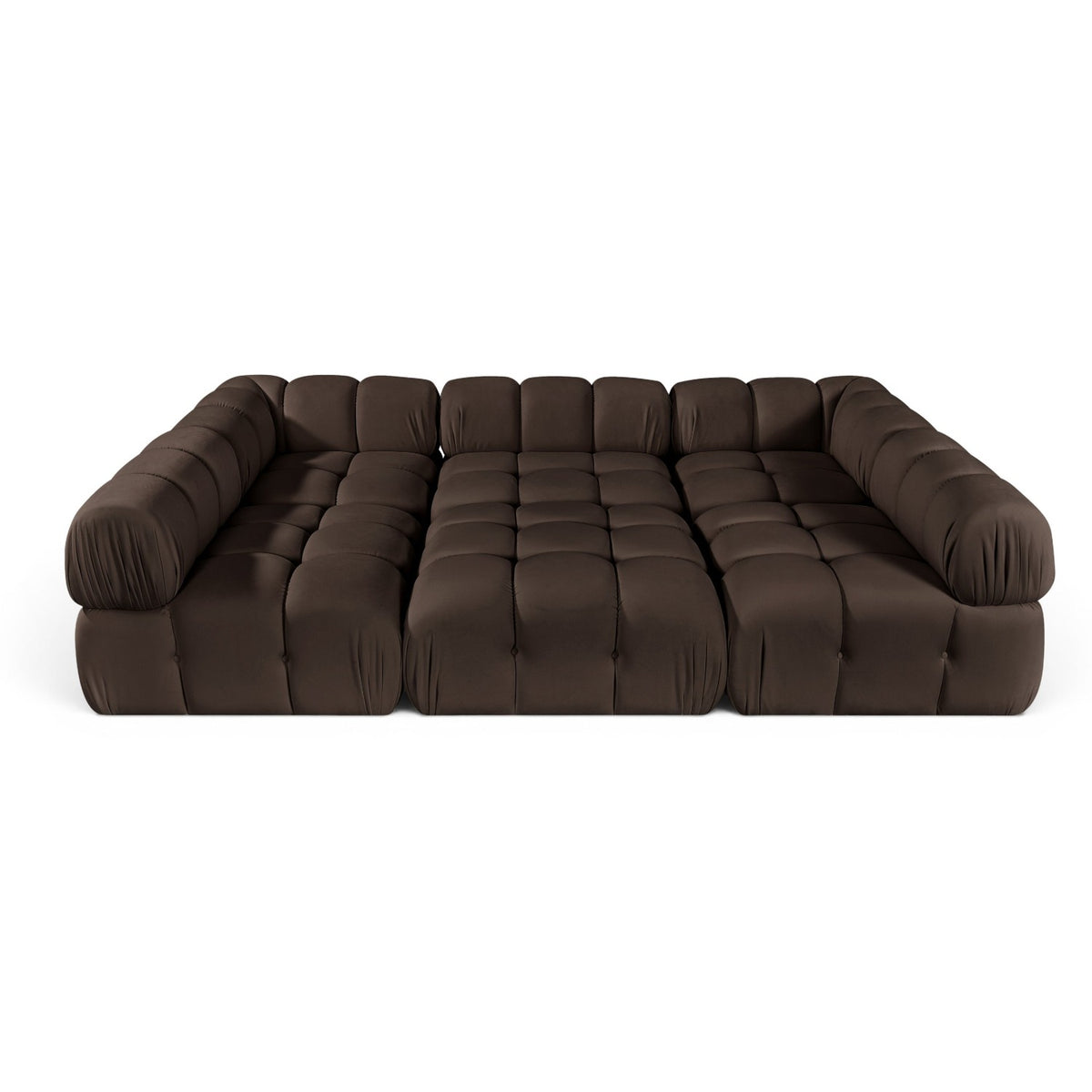 Orin Brown Velvet Performance Fabric Upholstered 6 pc. Modular Sectional, 111"W x 74"D x 28"H, primary product view