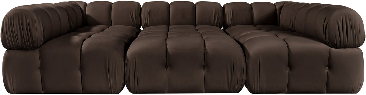 Orin Brown Velvet Performance Fabric Upholstered 6 Piece Modular Sectional Sofa